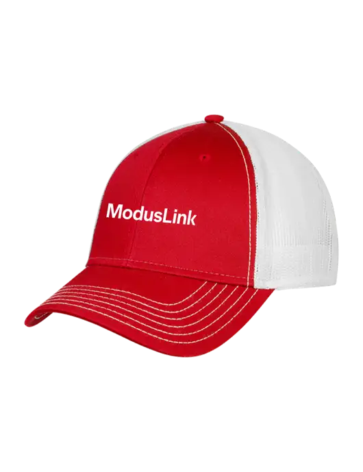 Red/White Mesh Trucker Cap Snap Back w/ModusLink Logo