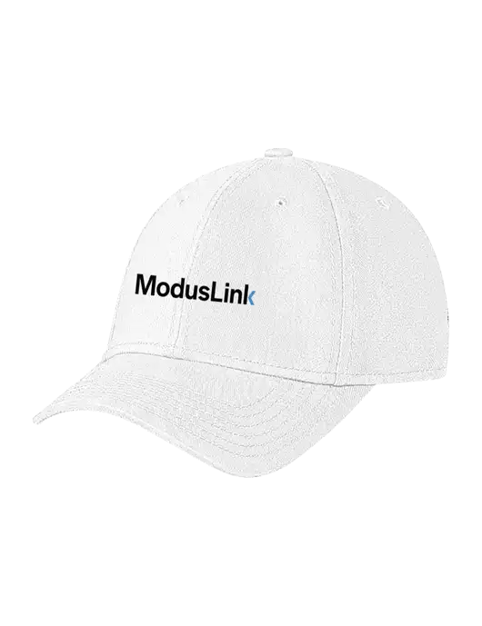 White Structured Soft Snap Closure Hook & Loop Cap w/ModusLink Logo