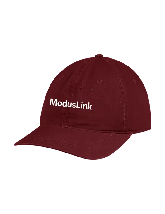 Garment Washed Unstructured Twill Maroon Cap w/ModusLink Logo