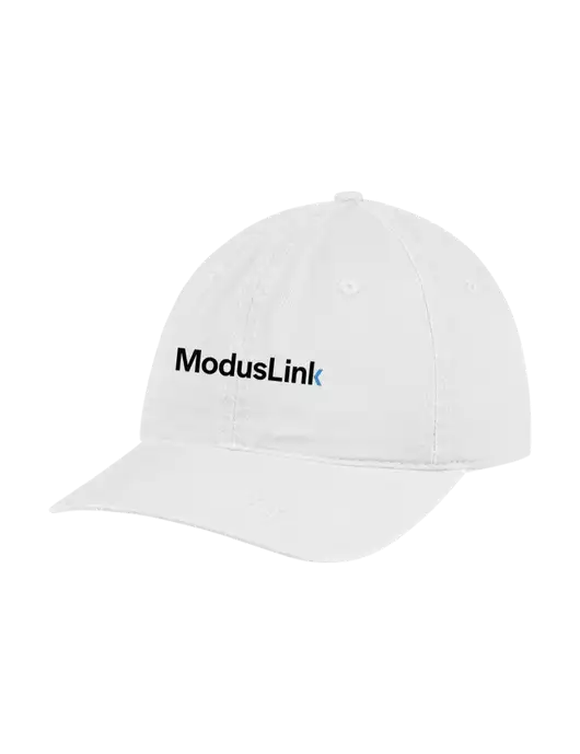 Garment Washed Unstructured Twill White Cap w/ModusLink Logo