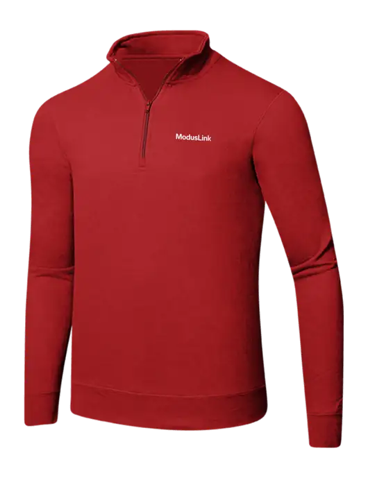 Bright Red 8.5 oz Ring Spun 1/4 Zip Pullover Sweatshirt w/ModusLink Logo