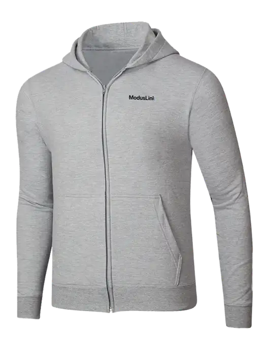 Light Grey Heather 8.5 oz Ring Spun Zip Hooded Sweatshirt w/ModusLink Logo