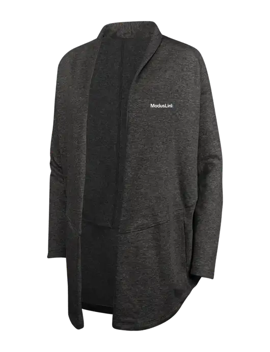 Charcoal Heather/ Medium Heather Grey Womens Interlock Cardigan w/ModusLink Logo