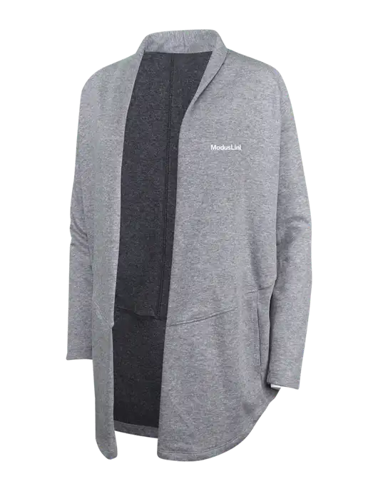 Medium Heather Grey/Char Heather Womens Interlock Cardigan w/ModusLink Logo