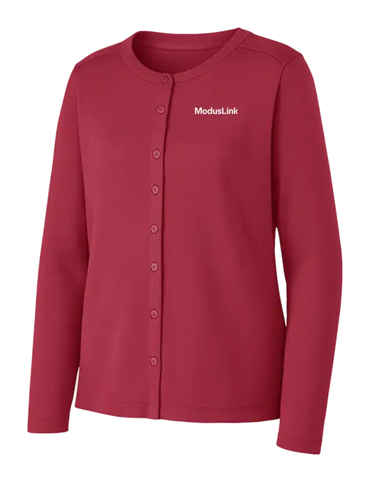 Rich Red Womens Concept Stretch Button-Front Cardigan Sweater w/ModusLink Logo