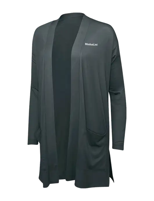 Smoke Grey Womens Concept Long Pocket Cardigan w/ModusLink Logo