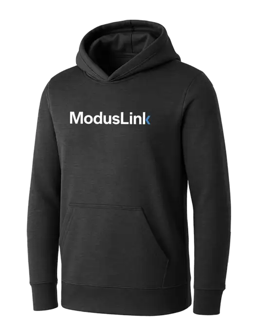 Womens Dark Grey Heather Core Fleece Pullover Hooded Sweatshirt w/ModusLink Logo
