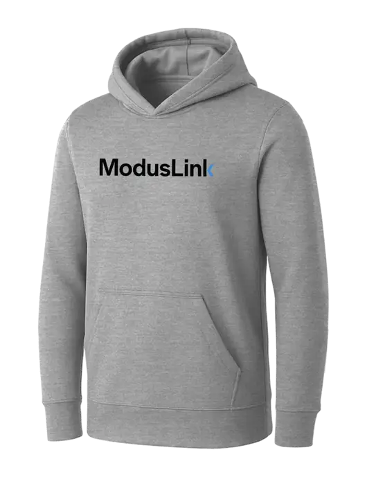 Womens Light Grey Heather Core Fleece Pullover Hooded Sweatshirt w/ModusLink Logo