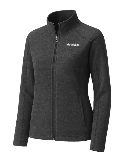 Charcoal Womens Heather Microfleece Full-Zip Jacket w/ModusLink Logo