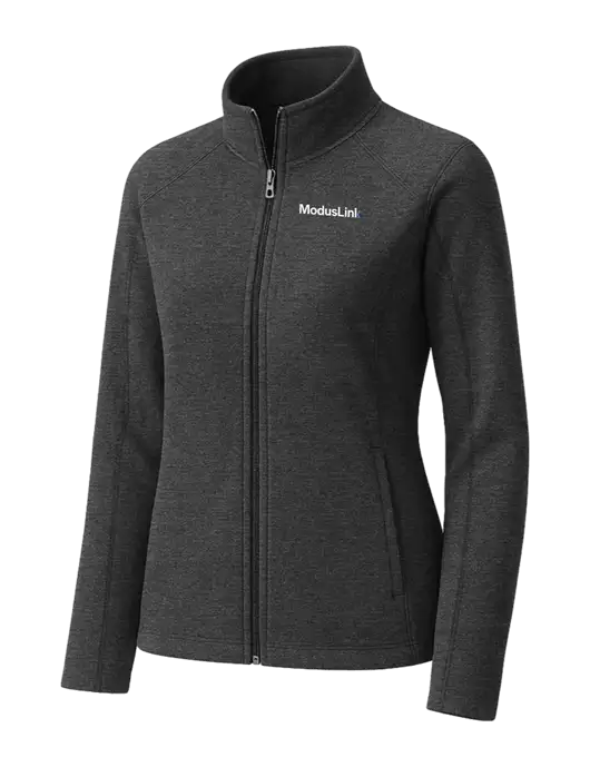 Charcoal Womens Heather Microfleece Full-Zip Jacket w/ModusLink Logo