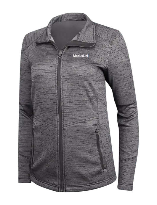 Womens Dark Grey Digi Stripe Fleece Jacket w/ModusLink Logo