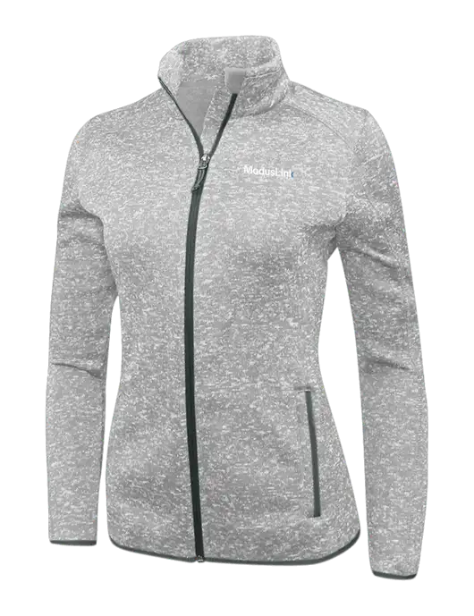 Grey Heather Womens Sweater Fleece Jacket w/ModusLink Logo