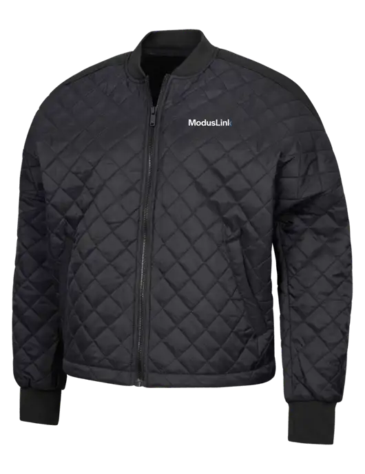 Mercer+Mettle Black Womens Boxy Quilted Jacket w/ModusLink Logo