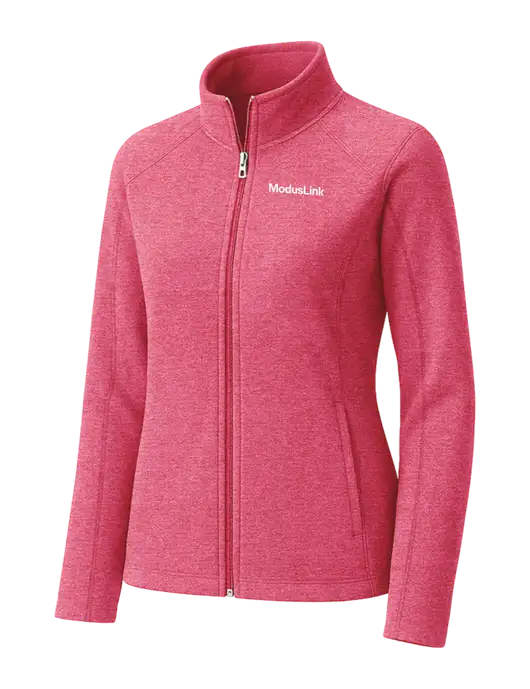 Fuchsia Heather Womens Heather Microfleece Full-Zip Jacket w/ModusLink Logo
