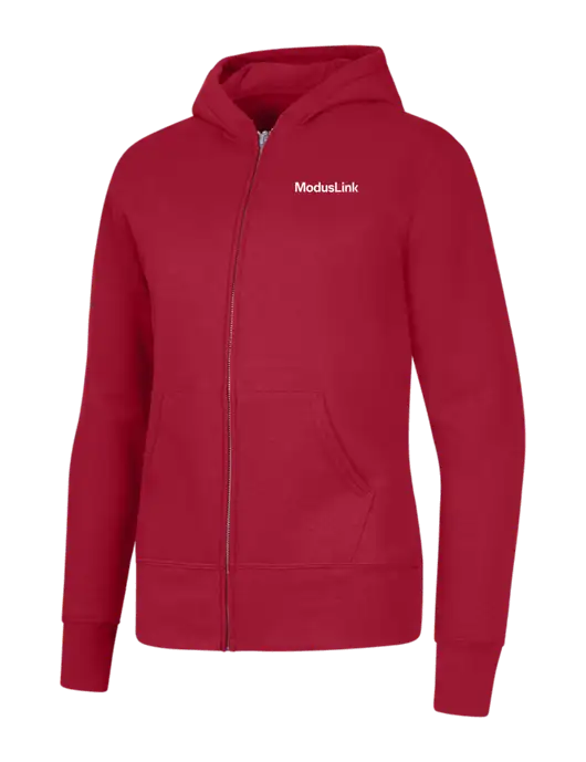 Red Womens Core Fleece Full-Zip Hooded Sweatshirt w/ModusLink Logo