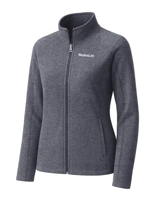 Light Navy Heather Womens Microfleece Full-Zip Jacket w/ModusLink Logo