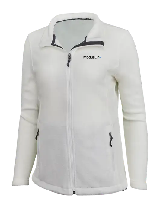 Womens White Fleece Jacket w/ModusLink Logo