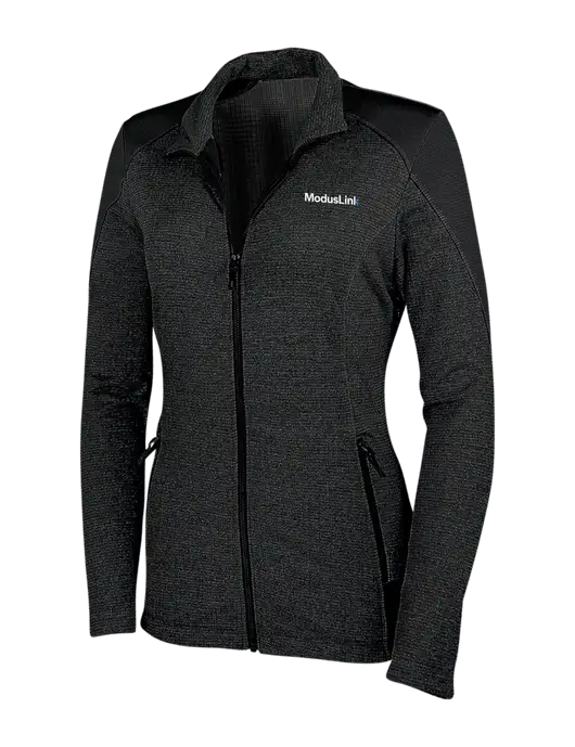 Womens Black Grid Fleece Jacket w/ModusLink Logo
