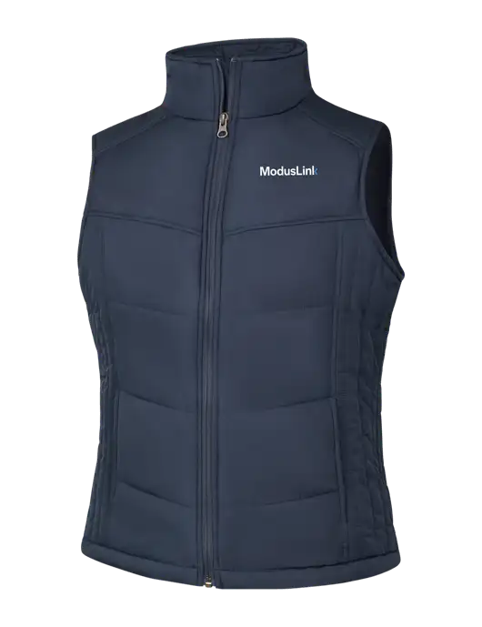  Womens Dark Slate/Black Puffy Vest w/ModusLink Logo
