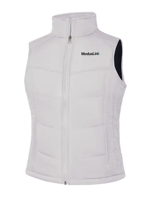 Womens White/Dark Slate Puffy Vest w/ModusLink Logo